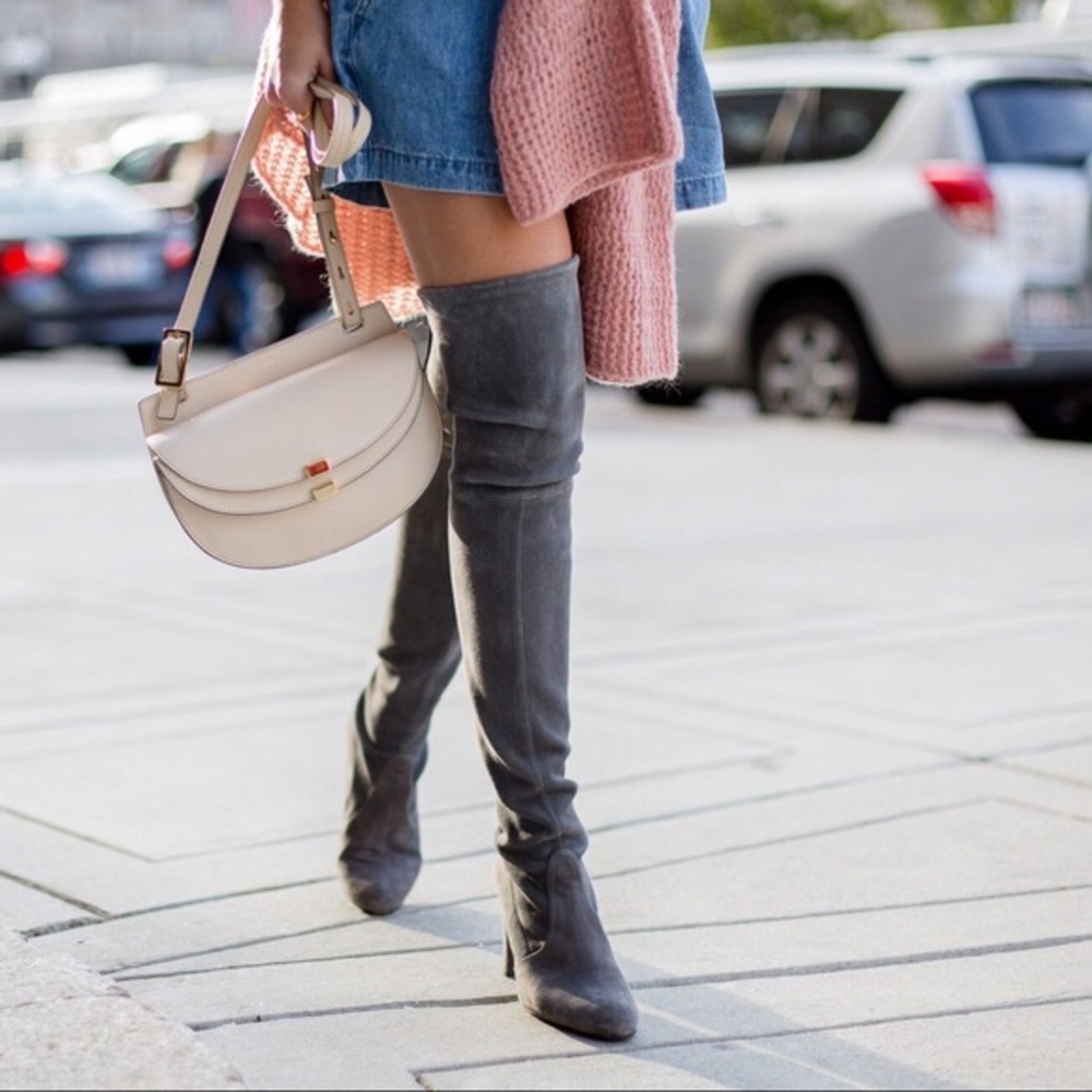 Stuart Weitzman Slate Suede Highland Boots